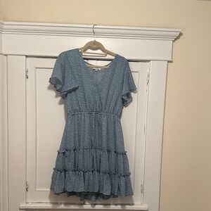 Blue Ruffle Mini Dress